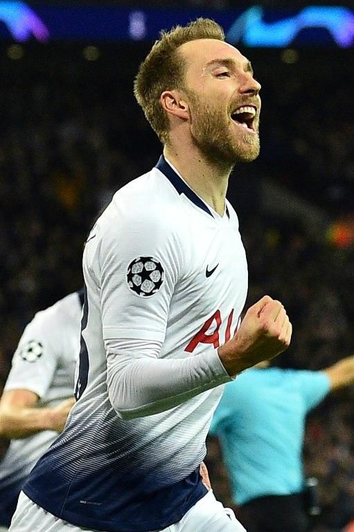 Christian Eriksen celebrates kept Tottenham Hotspur's Champions League hopes alive with a late winner over Inter Milan on Wednesday