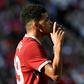 Liverpool's striker Dominic Solanke celebrates scoring during a friendly football match against Hertha Berlin on July 29, 2017