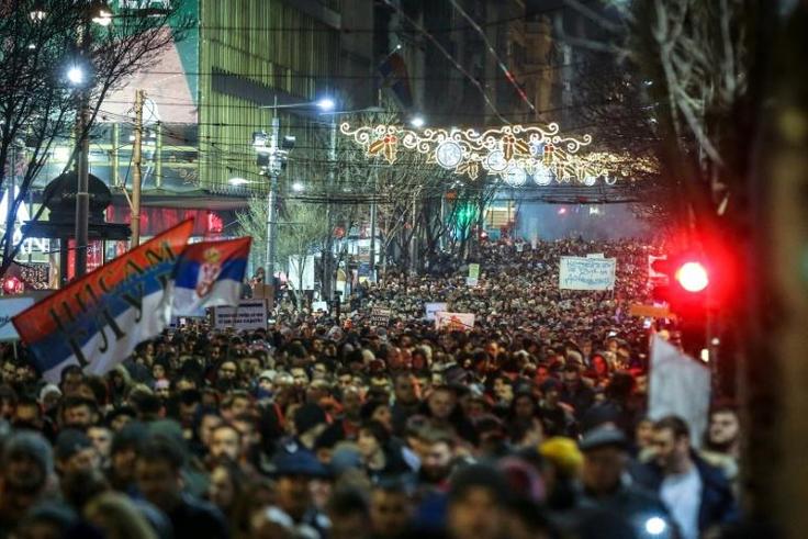 Many of the demonstrators in Belgrade blew whistles, a symbol of Serb protests since former strongman Slobodan Milosevic held power in the 1990s