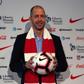 Coach Gregg Berhalter poses after he was introduced as the new US football national team head coach during a press conference at The Glasshouses in New York City