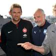 Arsenal manager Arsene Wenger (R) poses with Western Sydney Wanderers coach Tony Popovic (L) and Sydney FC coach Graham Arnold after a press conference in Sydney, on July 11, 2017