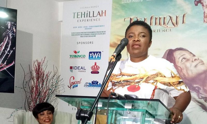Ohemaa Mercy speaking at the launch of this year's Tehillah Experience