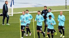 Australian footballers take part in a training session in Saint Petersburg in Russia, during the 2017 Confederations Cup tournament