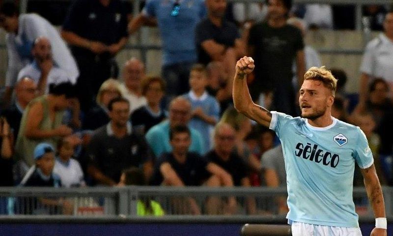 Lazio's midfielder Ciro Immobile scored a penalty goal during the Italian Super Cup final match with Juventus, which pushed his team toward their ultimate 3-2 victory
