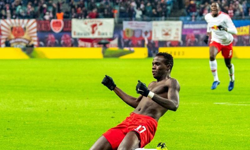 Portuguese forward Bruma celebrates scoring the late winning goal in RB Leipzig's 3-2 win at home to Werder Bremen on Saturday.