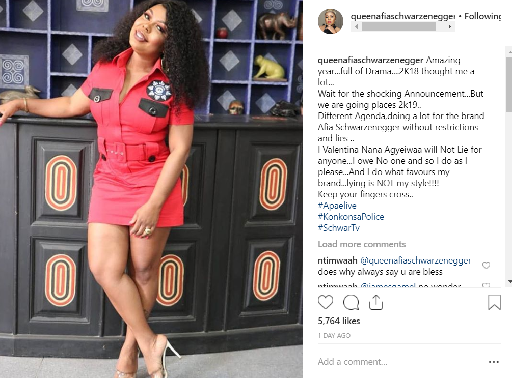 Afia Schwarzenegger Instagram post