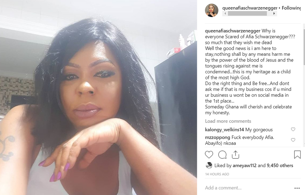 Afia Schwarzenegger Instagram post