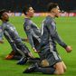 Bayern Munich's French winger Kingsley Coman (L) celebrates with Polish forward Robert Lewandowski (C) and Leon Goretzka in the trilling 3-3 draw at Ajax on Wednesday in Amsterdam.