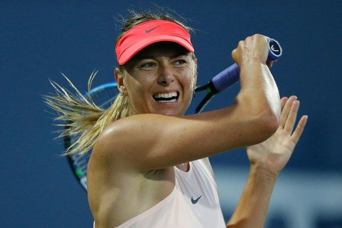 Maria Sharapova of Russia competes against Jennifer Brady of the United States during day 1 of the Bank of the West Classic at Stanford University Taube Family Tennis Stadium on July 31, 2017 in Stanford, California