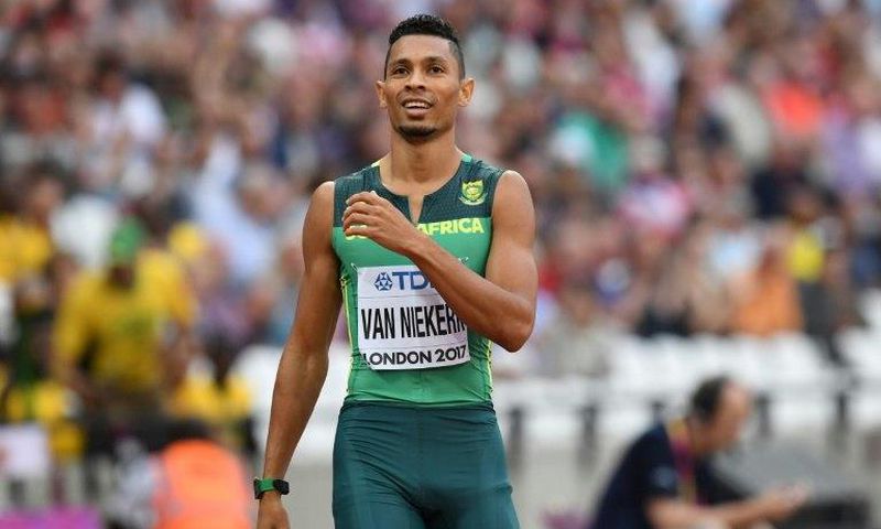 South Africa's Wayde Van Niekerk reacts after a heat of the men's 200m in London on August 7, 2017