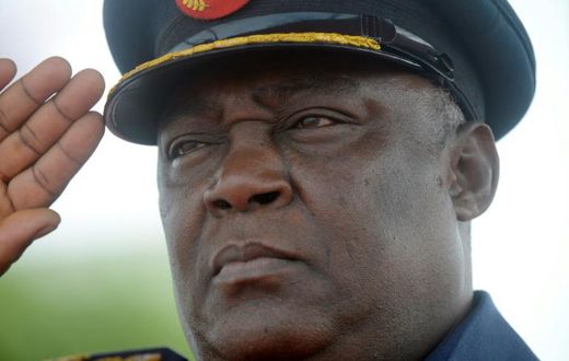 Five men suspected of ambushing and shooting dead retired Nigerian air chief marshall Alex Badeh (pictured February 2015) have been arrested