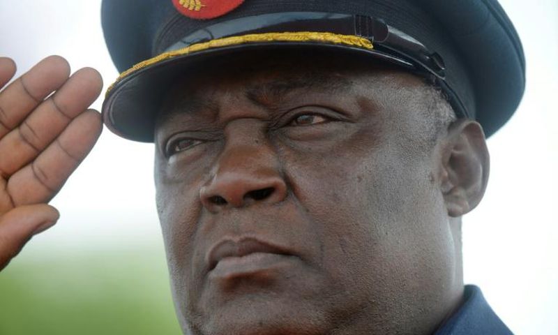Five men suspected of ambushing and shooting dead retired Nigerian air chief marshall Alex Badeh (pictured February 2015) have been arrested