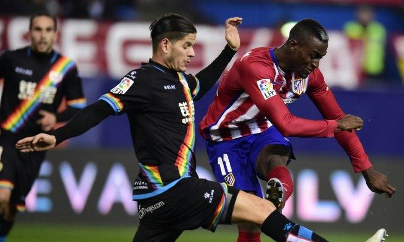 One of the shirts worn by players of Madrid's Rayo Vallecano, now in Spain's second division, sports a rainbow-coloured strip to fight discrimination