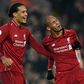 Liverpool's Fabinho and Virgil van Dijk celebrate their rout of Newcastle