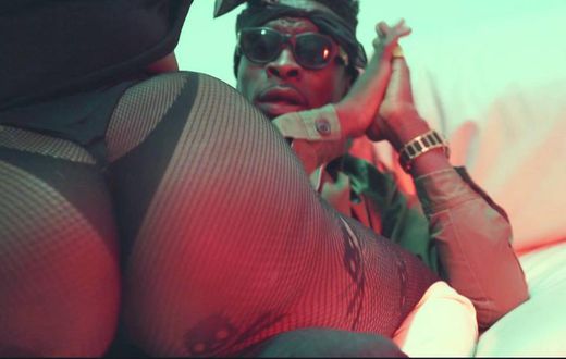 A vixen twerking on Shatta Wale in "Bumper" music video