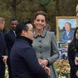Aiyawatt Srivaddhanaprabha (left), the son of Leicester City's late chairman Vichai Srivaddhanaprabha, talks with Prince William and his wife Kate