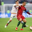 Portugal's forward Cristiano Ronaldo (R) clashes with Mexico's midfielder Andres Guardado during the 2017 Confederations Cup on June 18, 2017