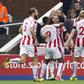 Stoke City's Jese (C) celebrates with teammates after scoring a goal during their English Premier League match against Arsenal, at the Bet365 Stadium in Stoke-on-Trent, on August 19, 2017