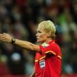 German referee Bibiana Steinhaus gestures during the FIFA Women's Football World Cup final match Japan vs USA on July 17, 2011 in Frankfurt am Main, western Germany