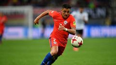 Chile's forward Alexis Sanchez runs with the ball during the 2017 Confederations Cup group B football match against Germany June 22, 2017