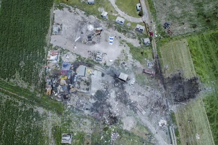 At least two dozen people died in a series of fireworks explosions in July in the town Tultepec, shown here