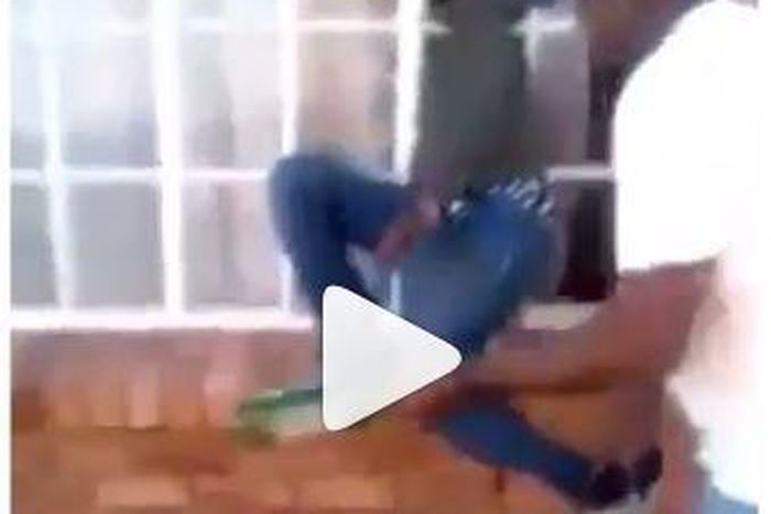 Homeowner beats thief as he gets stuck in burglar-proof (Video)