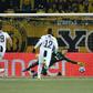 Young Boys' French forward Guillaume Hoarau (Far L) scores his team's second goal against Juventus.