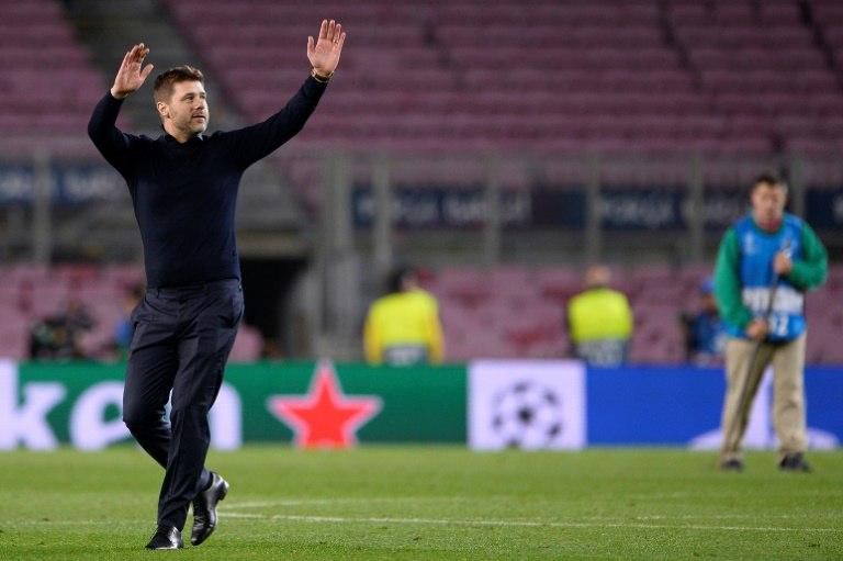 Tottenham coach Mauricio Pochettino could exhale and wave to the Tottenham fans at the Camp Nou after surviving in the Champions League