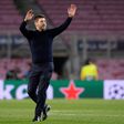 Spurs' Mauricio Pochettino celebrates his team's qualification for the next round of the Champions League