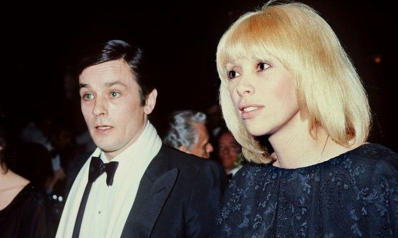 Mireille Darc, seen with longtime companion Alain Delon, will forever associated with the Givenchy dress which left comedian Pierre Richard agape in Yves Robert's farcical 1972 Tall Blond Man