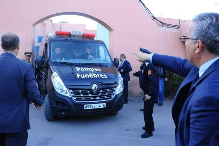 A van transports the bodies of two murdered Scandinavian hikers from Marrakesh to the airport on December 20, 2018