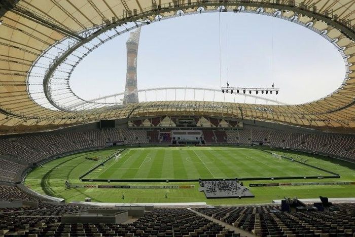 A picture taken on May 18, 2017, shows a general view of the Khalifa International Stadium in Doha after it was refurbished ahead of the Qatar 2022 FIFA World Cup