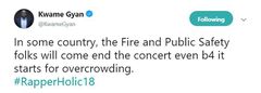 Rapperholic 2018 Tweet