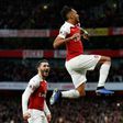Pierre-Emerick Aubameyang celebrates after scoring Arsenal's equaliser in their thrilling win over Tottenham