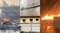 Fire outbreak at Kantamanto: Several shops razed down as GNFS fight fire for hours