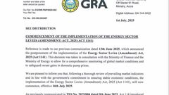 GRA announces new implementation date for controversial GH¢1 ‘dumsor’ levy