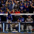 Chicago Cubs players celebrate a two-run home run during the ninth inning against the Cleveland Indians in Game Six of the 2016 World Series on November 1, 2016