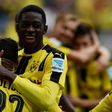 The pressure will be on Dortmund's Ousmane Dembele (C) to score against Real Madrid to help the team set a new Champions League goal record