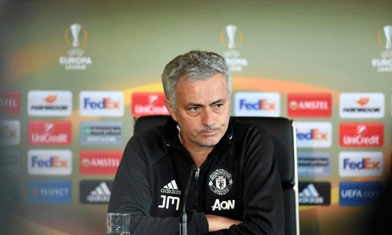 Manchester United's Portuguese manager Jose Mourinho speaks at a press conference at the club's training complex near Carrington, west of Manchester on May 19, 2017