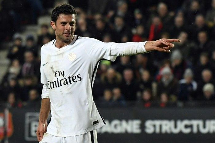 Paris Saint-Germain's midfielder Thiago Motta, pictured in January 2017, hit a supporter outside the Le Bourget airport with his sportscar