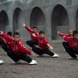 Students practise wushu at the Tagou martial arts school in Dengfeng
