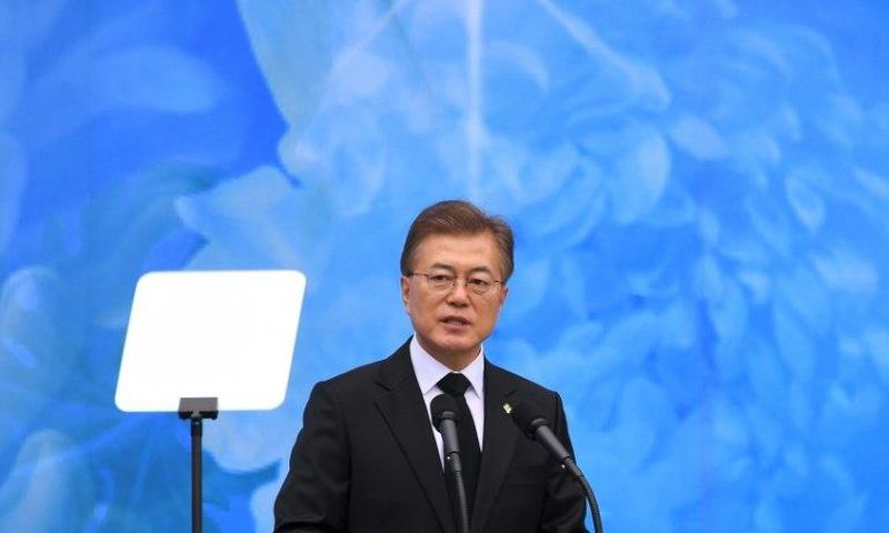 South Korea's new President Moon Jae-In (pictured) proposed an ambitious idea to co-host the 2030 World Cup along with China, Japan and North Korea, to FIFA chief Gianni Infantino in a meeting on June 12, 2017