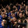 Chelsea's Cesc Fabregas celebrates scoring the opening goal against Swansea