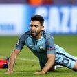 Manchester City's Sergio Aguero reacts to a missed goal opportunity during their UEFA Champions League match against Monaco, at the Stade Louis II in Monaco, on March 15, 2017