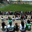 Fans pay tribute to the Brazilian football team Chapecoense Real, which was decimated by a plane crash that killed 19 of its players and 24 other club members on November 28, 2016