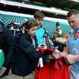 England captain Dylan Hartley (R) faces competition for his place from fellow hooker Jamie George