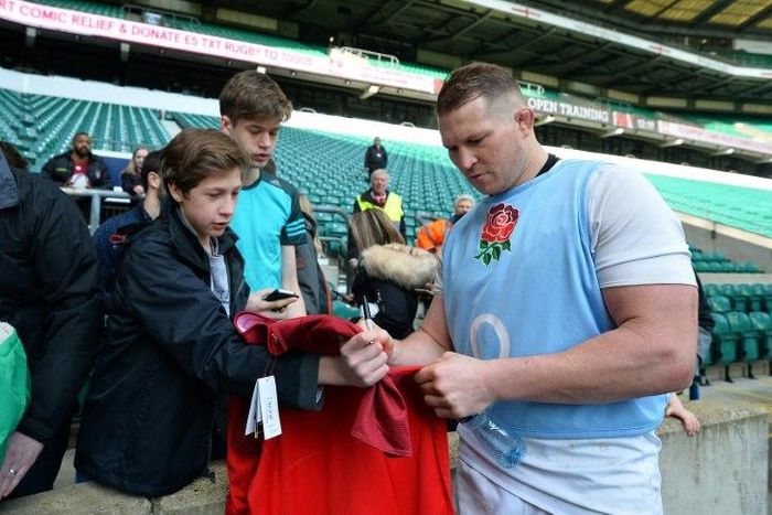 England captain Dylan Hartley (R) faces competition for his place from fellow hooker Jamie George