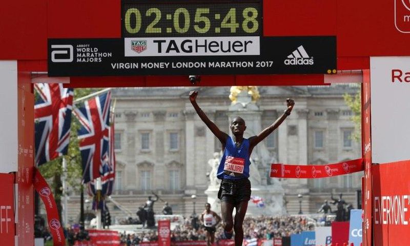 Kenya's Daniel Wanjiru wins the Men's race at the London marathon on April 23, 2017