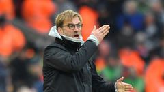 Liverpool manager Jurgen Klopp gestures on the touchline during the English Premier League match against Swansea City at Anfield in Liverpool, north west England on January 21, 2017