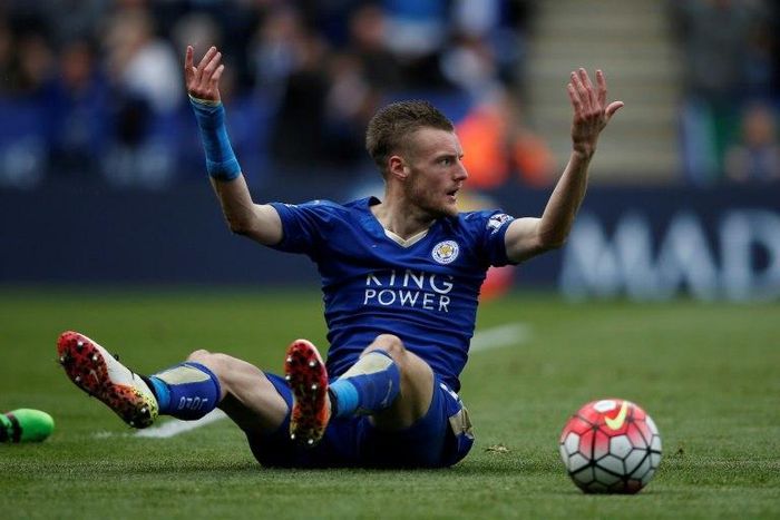 Leicester City striker Jamie Vardy was booked for diving in the Premier League match against West Ham in April 2016